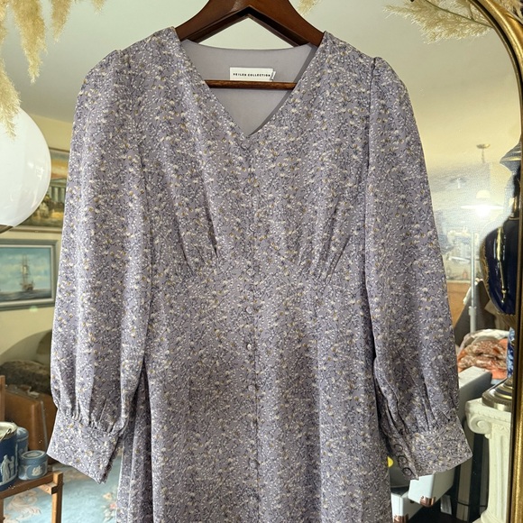 Veiled Collection Pastel Purple Lavender Floral Button Front Women's Maxi Dress - Picture 4 of 16